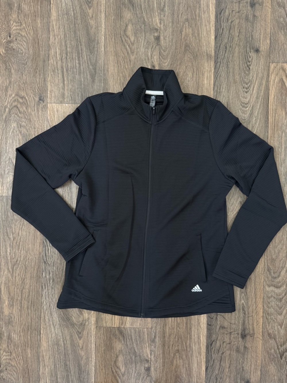 adidas Golf Women’s Full Zip Textured Jacket Black Size L Long Sleeve